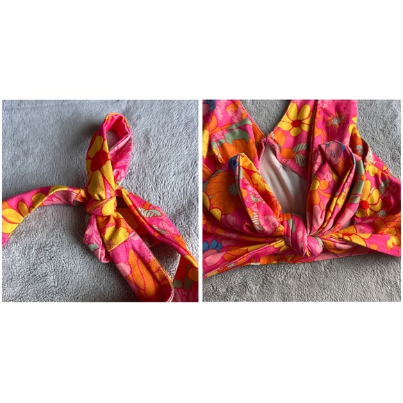 Shein Floral Hippie Retro Bohemian Two-Piece Bell Bottom Halter Crop Top Outfit - Picture 9 of 17